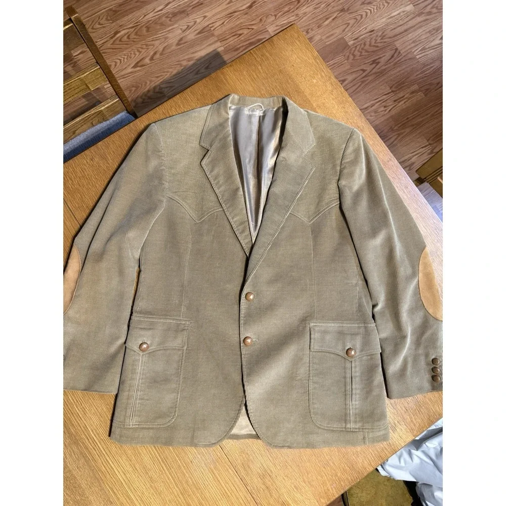 Kenny Rogers Circle S Vintage Western Corduroy Blazer 46R Elbow‎ Patch USA
